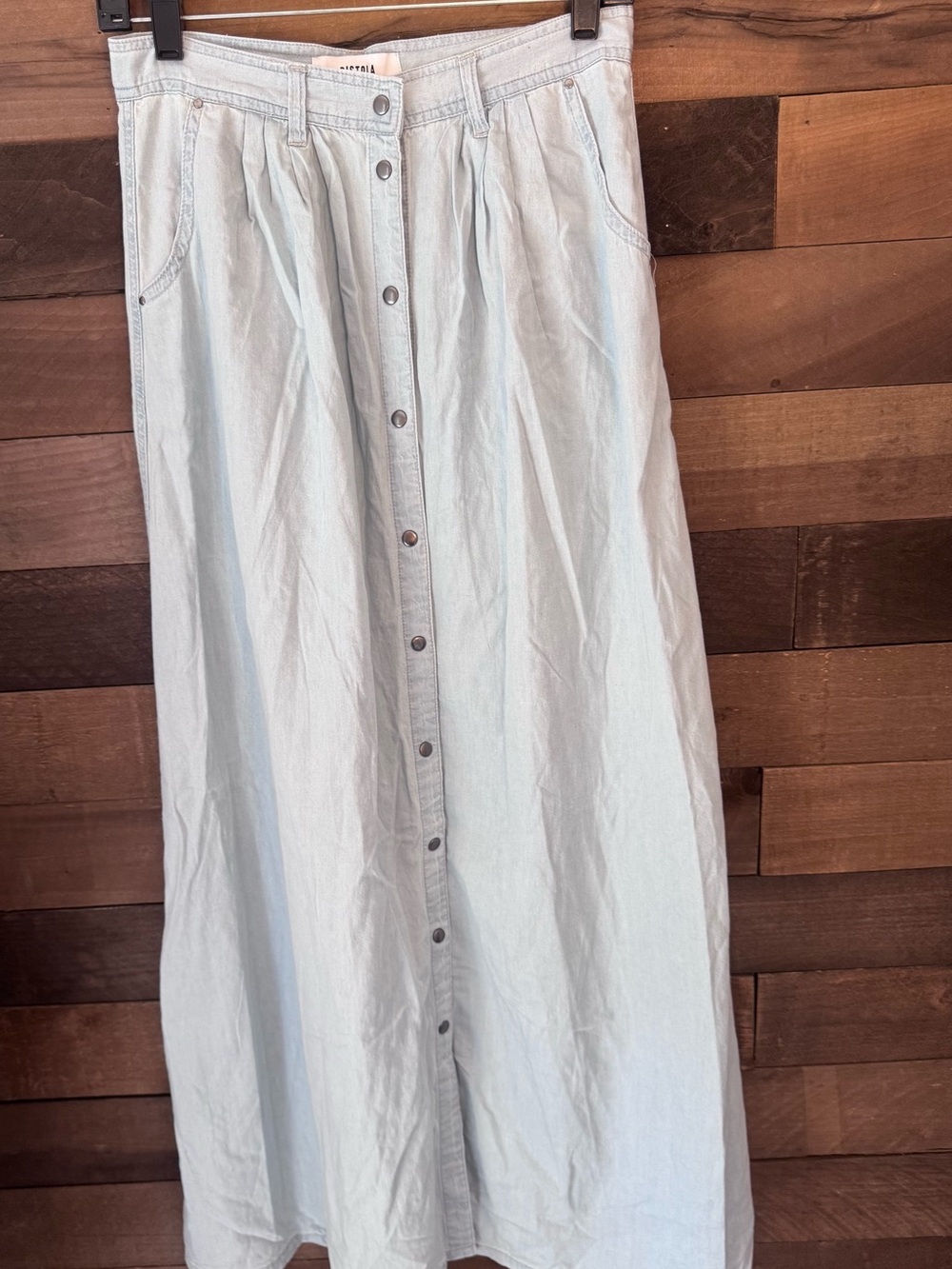 Pistola Light Blue Button-Front Maxi Skirt